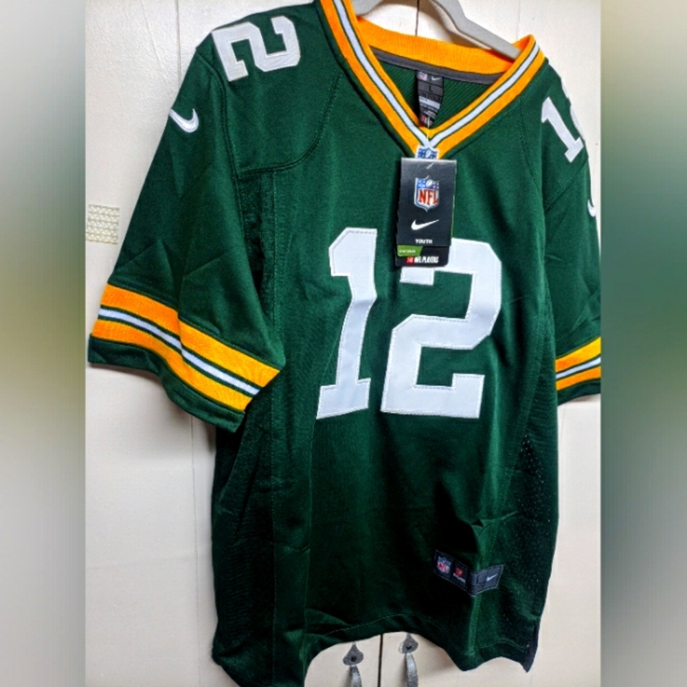 Nike Aaron Rodgers Green Bay Packers On-Field  Green Jersey Youth Size L NWT Jet